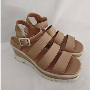 Sorel Joanie III Ankle Strap Sandals Sandals Platform Multi-Strap Tan 9.5 Chunky